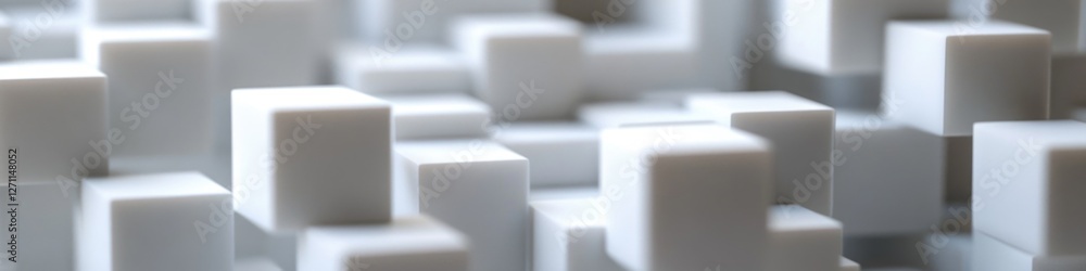 Aufkleber close-up of stacked white cubes with different dimensions and textures