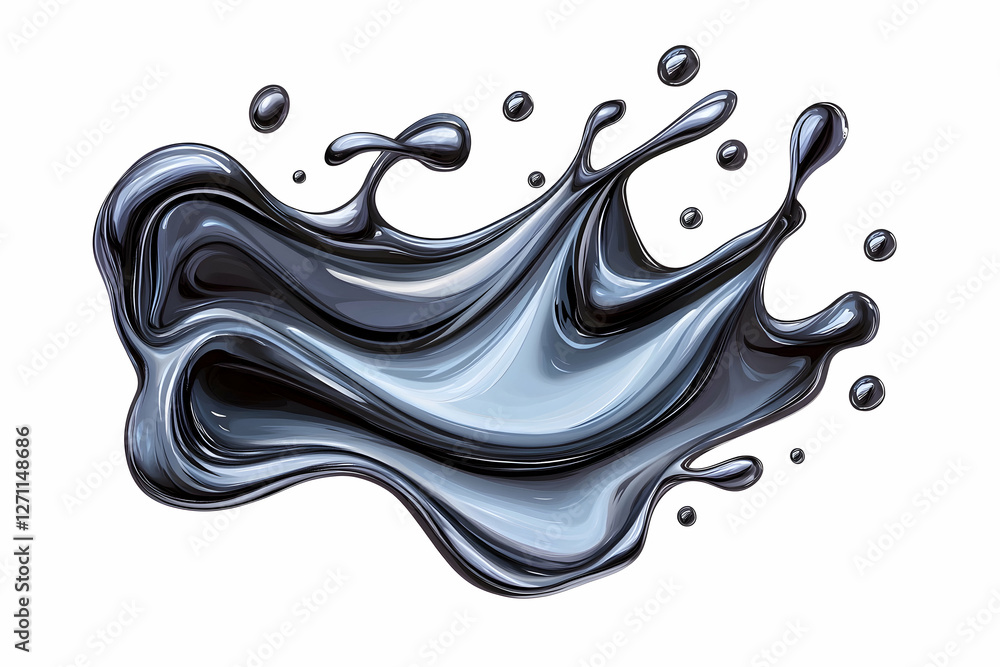 Aufkleber black liquid splashes creating a dynamic flow, for use in designs and backgrounds