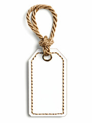 Blank tag tied with rope. Mockup to add branding, gift, or product prices