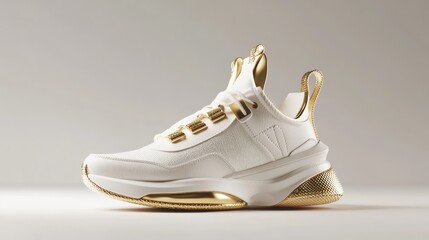 White Sneaker with Gold Accents