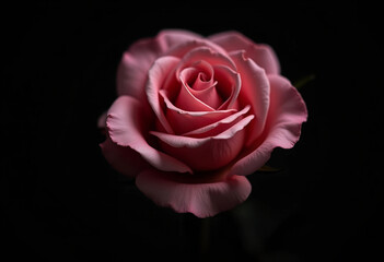 pink rose on black