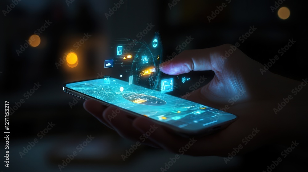 Poster phone that projects a 3d interface into the air, allowing users to interact without touching a scree