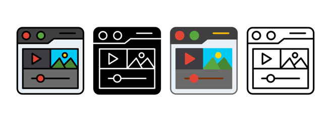 Set of Editor Line, Line Filled, Glyph, Flat Icons