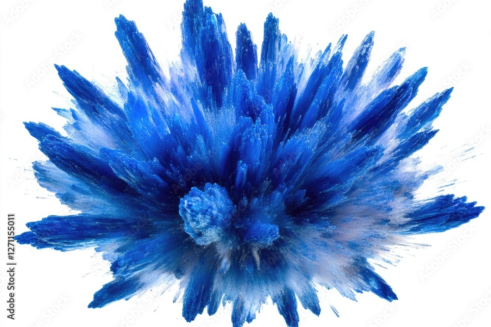 Poster a close-up shot of a single blue flower on a white background, great for use in designs and graphics