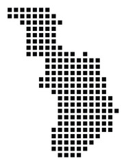 Symbol Map of the City Antwerpen (Belgium) showing the city with a pattern of just a few black squares