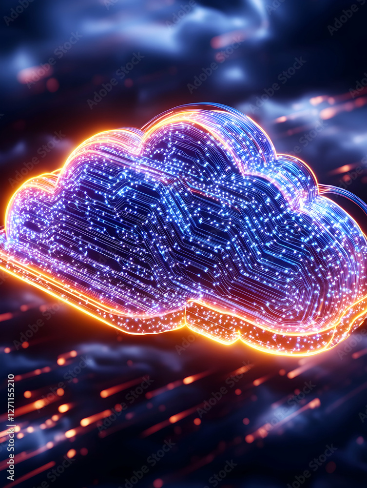Aufkleber cloud technology concept futuristic digital data with circuits. cloud storage use