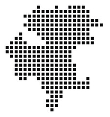Fototapeta premium Symbol Map of the City Vratsa (Bulgaria) showing the city with a pattern of just a few black squares