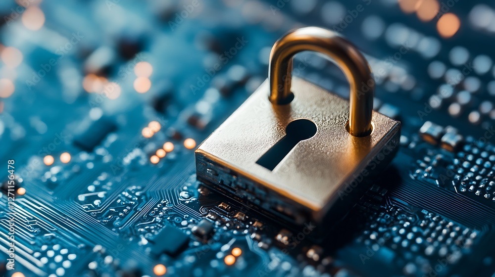 Aufkleber digital security lock symbolizing protection and safety in technology against cyber threats : genera