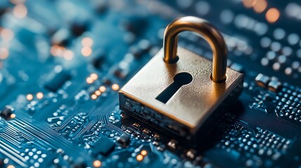 Digital security lock symbolizing protection and safety in technology against cyber threats : Generative AI