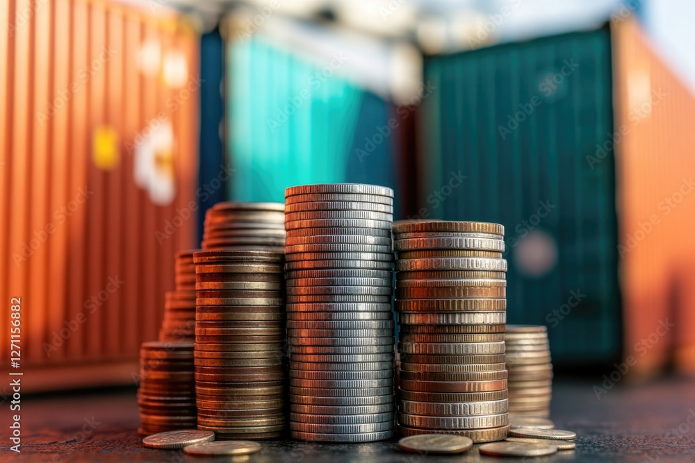 Poster A stack of coins placed on a table, with a flat surface and no other objects in sight