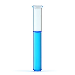 A single test tube filled with a vibrant blue liquid against a white background.