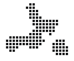 Symbol Map of the City Frydek-Mistek (Czechia) showing the city with a pattern of just a few black squares