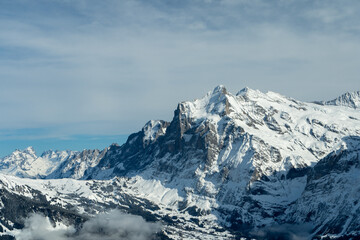 Wetterhorn Mountain in Winter. Swiss Alps. Switzerland