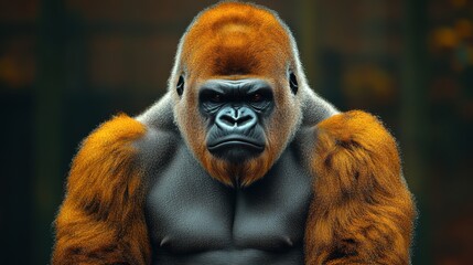 A stunning portrait of a silverback gorilla in the dense forest, showing every wrinkle and expression in high detail.