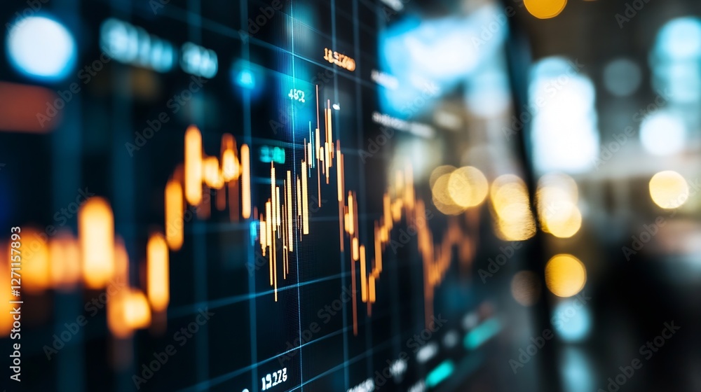 Fototapete closeup of stock market chart displaying financial data and trends : generative ai