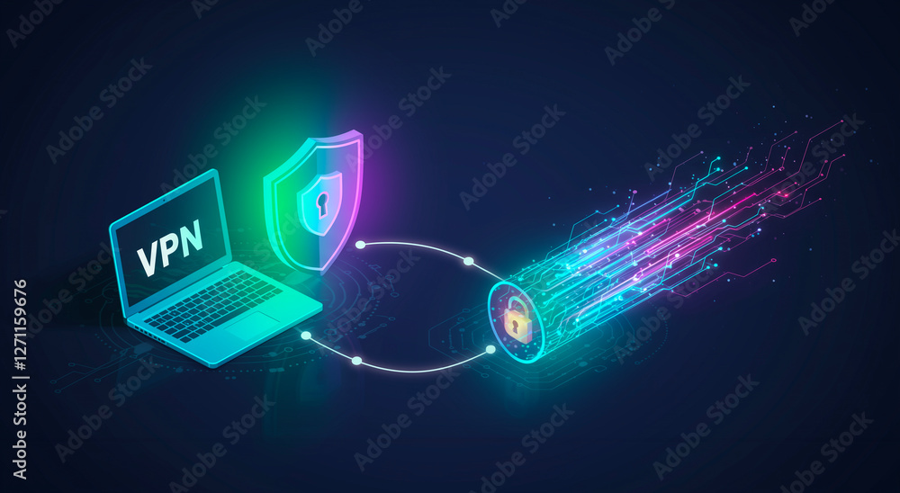 Poster vpn, security and global network connection for data protection, privacy and cybersecurity. digital 
