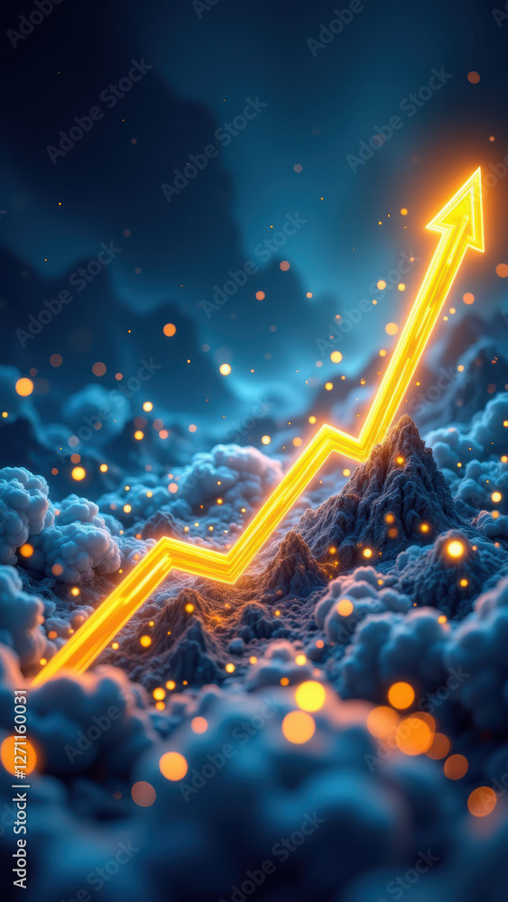 Poster this image depicts a stylized arrow symbolizing upward trend or progress.