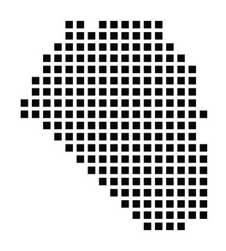 Symbol Map of the City Elda (Spain) showing the city with a pattern of just a few black squares