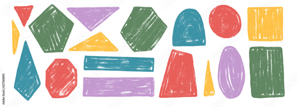Poster kids geometric shapes set. text boxes textured frames. rounded and square childish figures. vector h