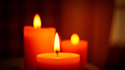 Glowing Candles in Orange Hue	