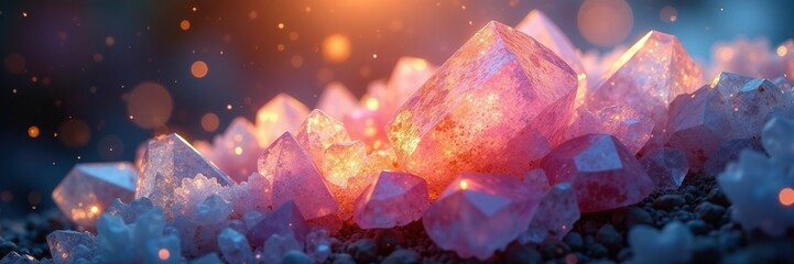 Gossamer threads of sunlight filtering through crystals, iridescent, geode