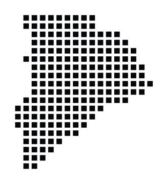 Symbol Map of the City Mataro (Spain) showing the city with a pattern of just a few black squares
