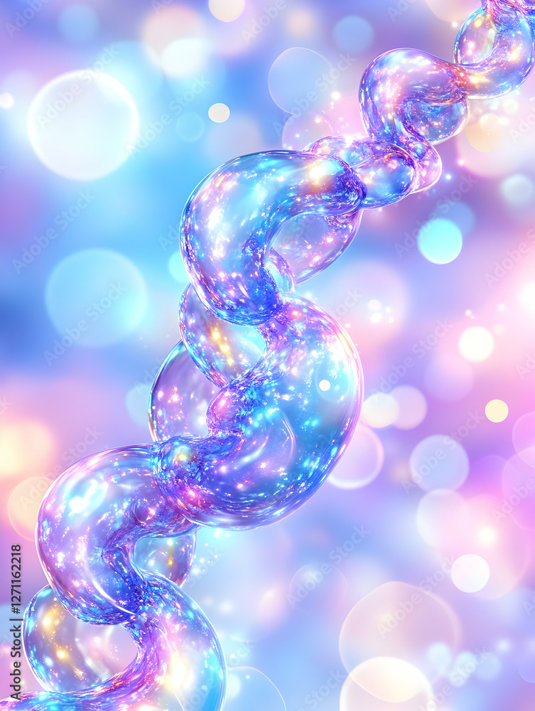 Poster dna double helix model for scientific visualization against a bokeh background