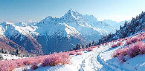 Snowy landscape of Mount Alenga Southern Demerdzhi in spring, cold weather, natural scenery © Pusit