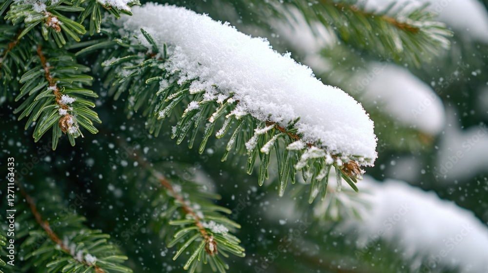 Aufkleber a close-up view of a pine tree covered in snow