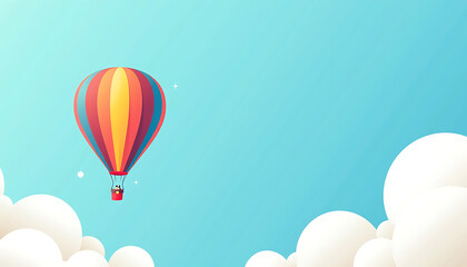 Hot air balloon flying in a blue sky with clouds
