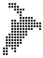 Symbol Map of the City Annecy (France) showing the city with a pattern of just a few black squares