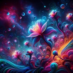Fantasy Flowers with Glowing Lights	