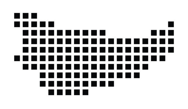Symbol Map of the City Bobigny (France) showing the city with a pattern of just a few black squares