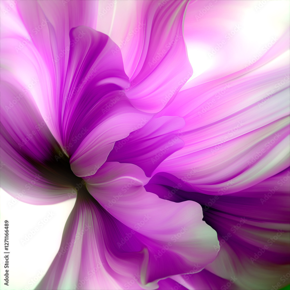 Poster a fantastic flower with wavy gradient petals in shades of pink and purple. the image combines textur