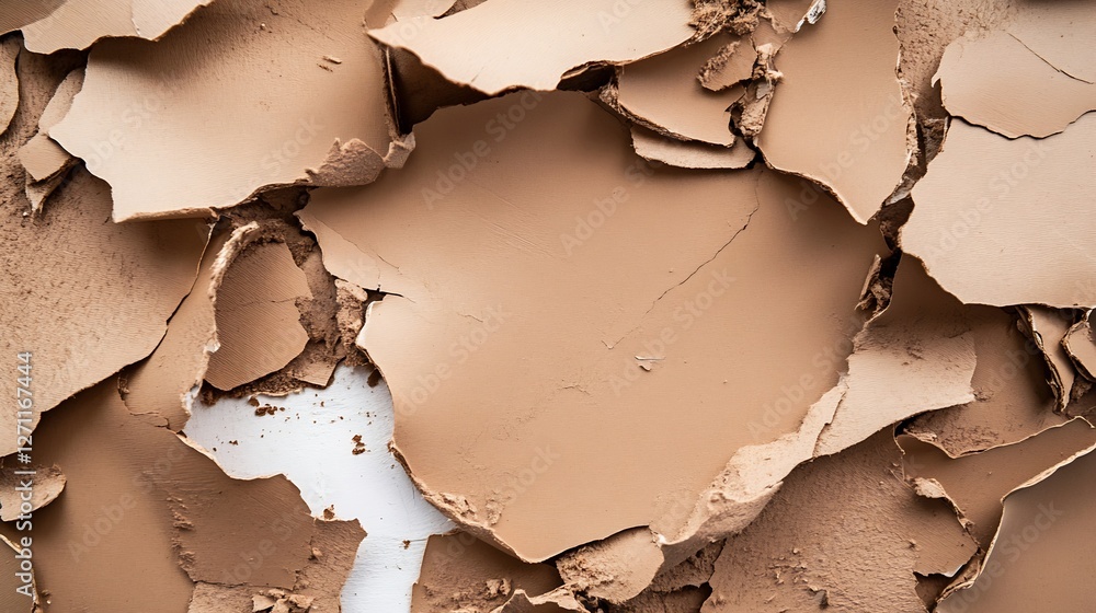 Aufkleber Textured closeup of peeling paint on a surface creating an artistic minimalistic design : Generative AI