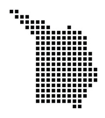 Symbol Map of the City Grenoble (France) showing the city with a pattern of just a few black squares