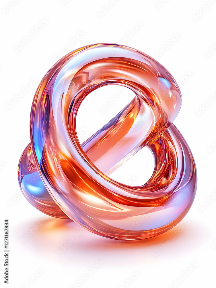 Poster glass knot abstract intertwined sculpture with light, creating a modern design use