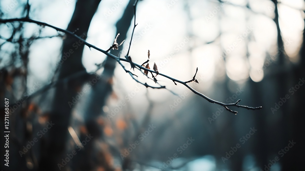 Aufkleber delicate branch with fresh buds glimmering in soft morning light creating a beautiful nature scene :