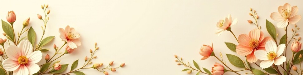 Golden florals and foliage on cream-colored wall, cream, florals