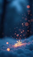 Naklejka premium glowing snowflakes on a dark and misty background, snow, darkness