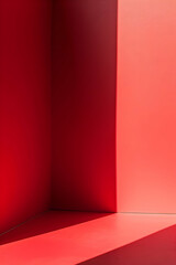 Bright red corner with shadow play, showcasing minimalism and vibrant colors for design projects