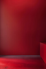 Obraz premium Vibrant red interior space with smooth surfaces and soft lighting creating an inviting atmosphere