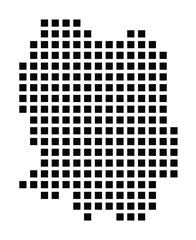 Symbol Map of the City Montauban (France) showing the city with a pattern of just a few black squares