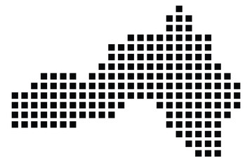 Fototapeta premium Symbol Map of the City Saint-Benoit (France) showing the city with a pattern of just a few black squares