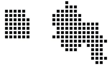 Symbol Map of the City Saint-Etienne (France) showing the city with a pattern of just a few black squares
