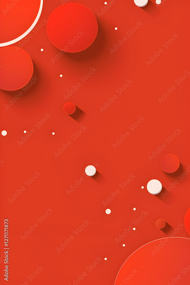 Poster abstract composition of red circles and dots creating a vibrant background for design use