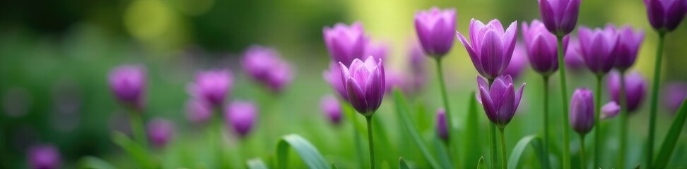 Fototapeta premium Purple flowers unfolding from the stem of a chives plant, nature, botanicals, plant growth