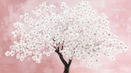 Fototapeta premium Watercolor Cherry blossom blooming flower,Sakura tree or forest side view,Cherry tree spring flower background,elements for environment and garden,botanical in spring season.