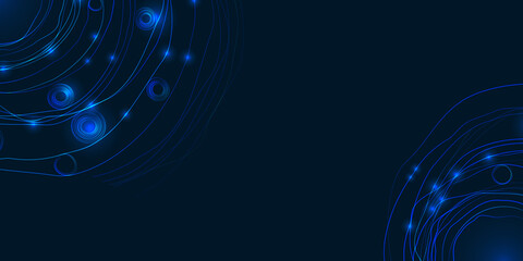 Abstract blue background with circular lines for presentations, web design, holiday or technology theme.