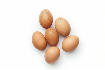 Few brown eggs on white background. Artificial intelligence image